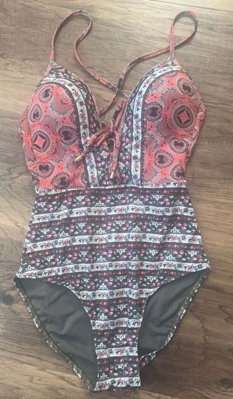 Jets by Jessika Allen Plunge V-Neck One Piece Swimsuit Arabian Spice Size 6 - Picture 3 of 8
